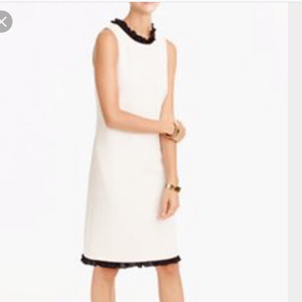 Sz 2 white jcrew dress with black trim